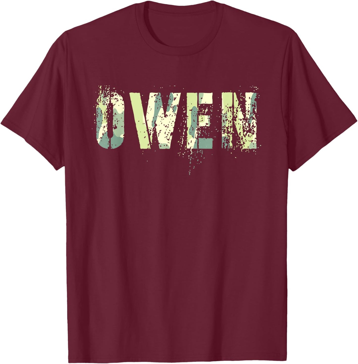 Personalized Name OWEN Camo Boy Military Birthday Father Son T-Shirt - T-Shirt | Maroon