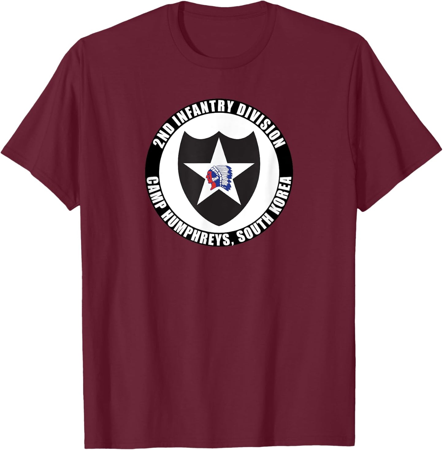 2nd Infantry Division Camp Humphreys Korea Emblem Veteran T-Shirt - T-Shirt | Maroon