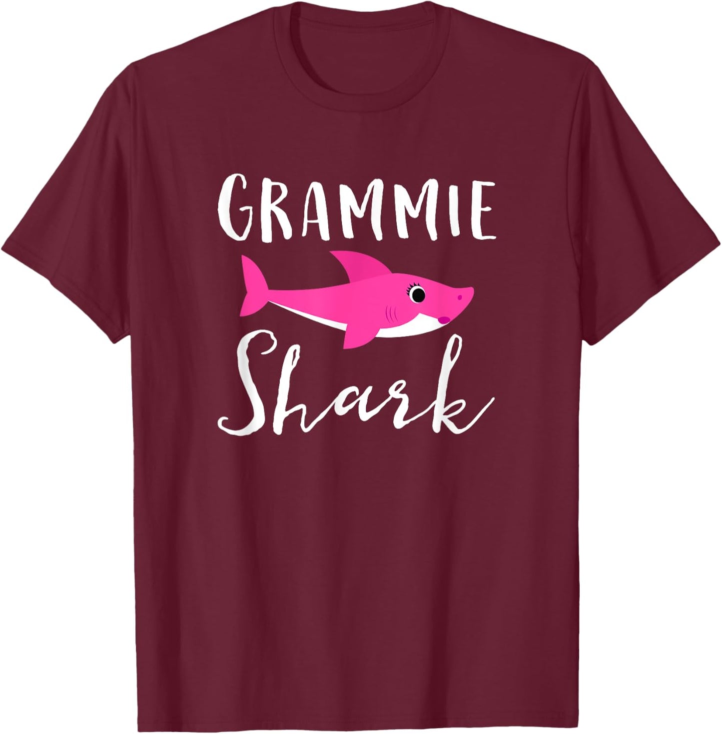 Grammie Shark Grandma Grandmother Pink Shark Graphic T-Shirt - T-Shirt | Maroon