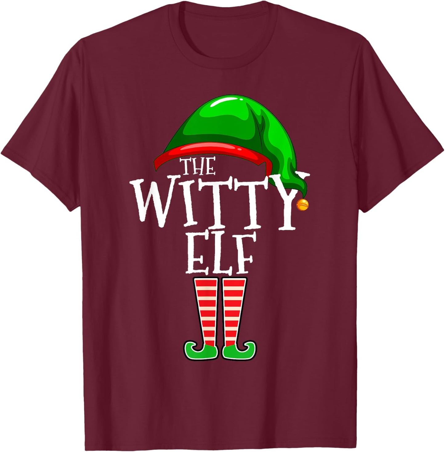 The Witty Elf Family Matching Group Christmas T-Shirt - T-Shirt | Maroon