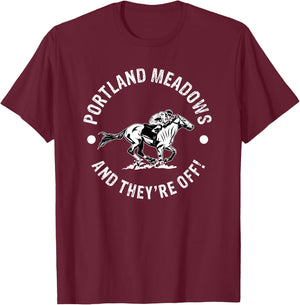 Portland Meadows Racetrack Horse Racing Equestrian OR Derby T-Shirt - T-Shirt | Maroon