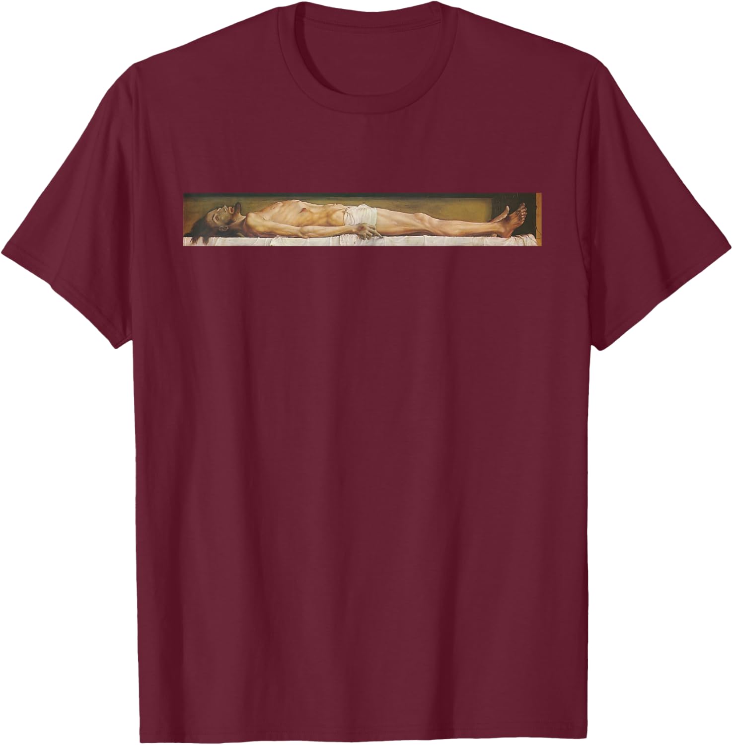 Body of the Dead Christ in the Tomb Hans Holbein Gothic Art T-Shirt - T-Shirt | Maroon