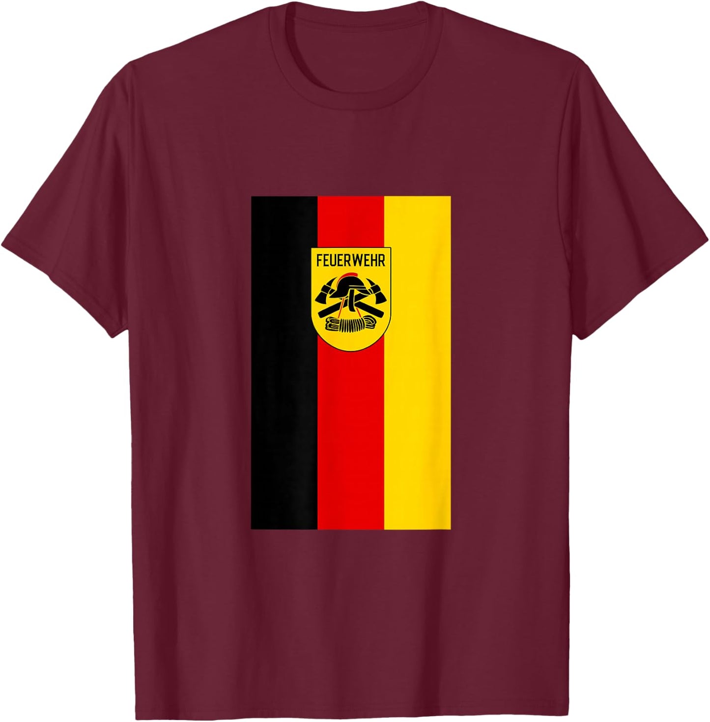 German Fire Rescue Department Fireman Uniform Flag T-Shirt - T-Shirt | Maroon