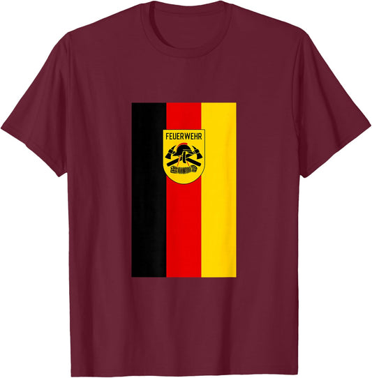 German Fire Rescue Department Fireman Uniform Flag T-Shirt - T-Shirt | Maroon