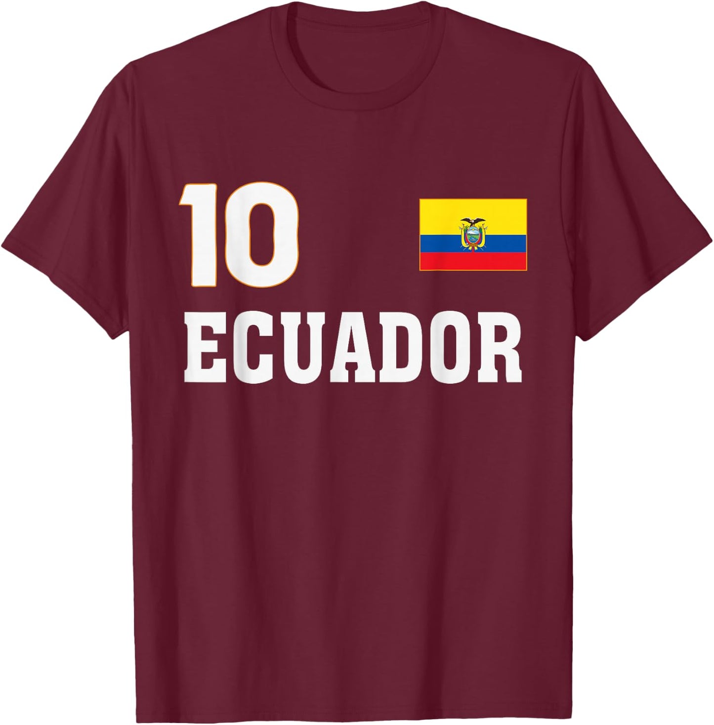 Ecuador Flag Number 10 Shield Emblem National Pride T-Shirt - T-Shirt | Maroon