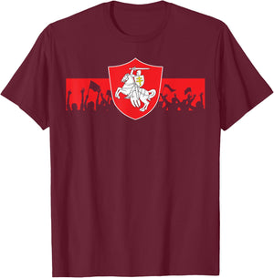 Belarus Pogonya White Red White Flag Protest Symbol T-Shirt - T-Shirt | Maroon