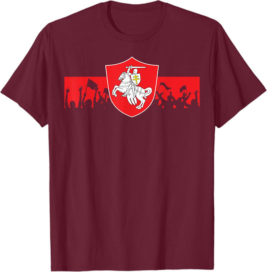 Belarus Pogonya White Red White Flag Protest Symbol T-Shirt - T-Shirt | Maroon