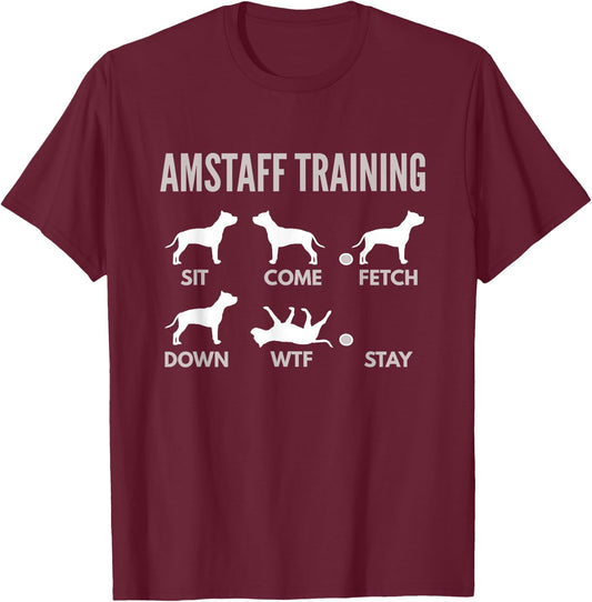 American Staffordshire Terrier Shirt - AmStaff Training T-Shirt - T-Shirt | Maroon