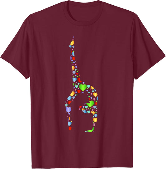 Gymnastics Gift Hearts Gymnast Gifts T-Shirt - T-Shirt | Maroon