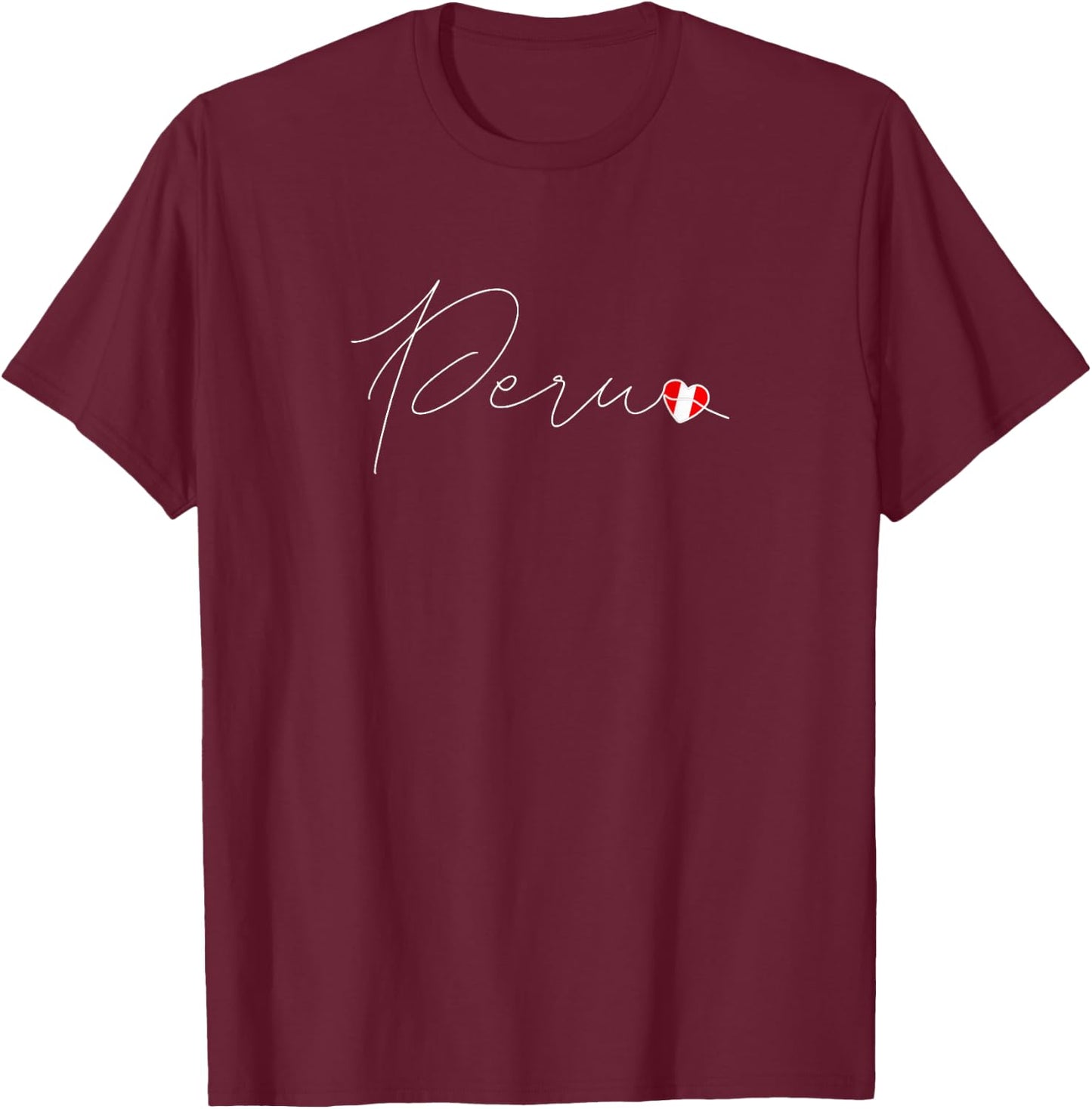 Perú Simple Love Peruvian Flag Heart on Peru T-Shirt - T-Shirt | Maroon