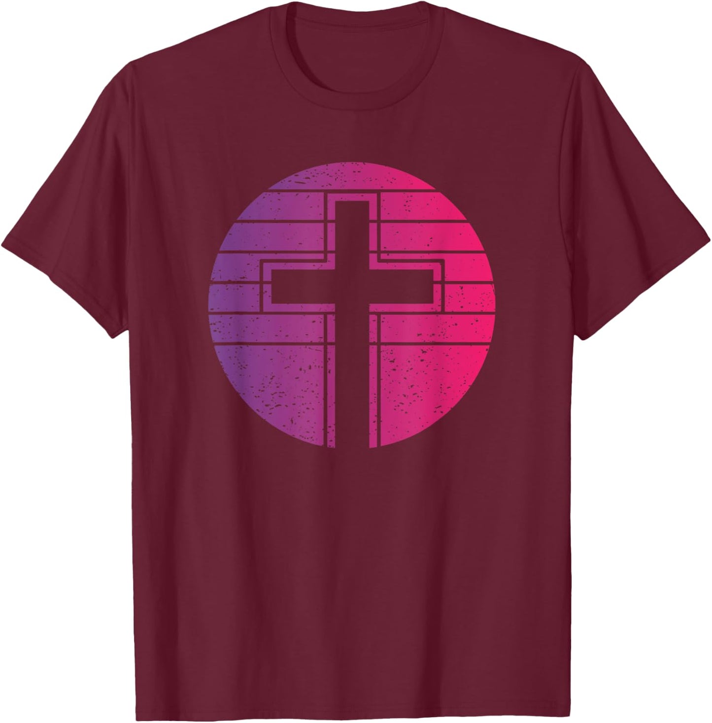 Jesus Cross Retro Style Vintage T-Shirt - T-Shirt | Maroon