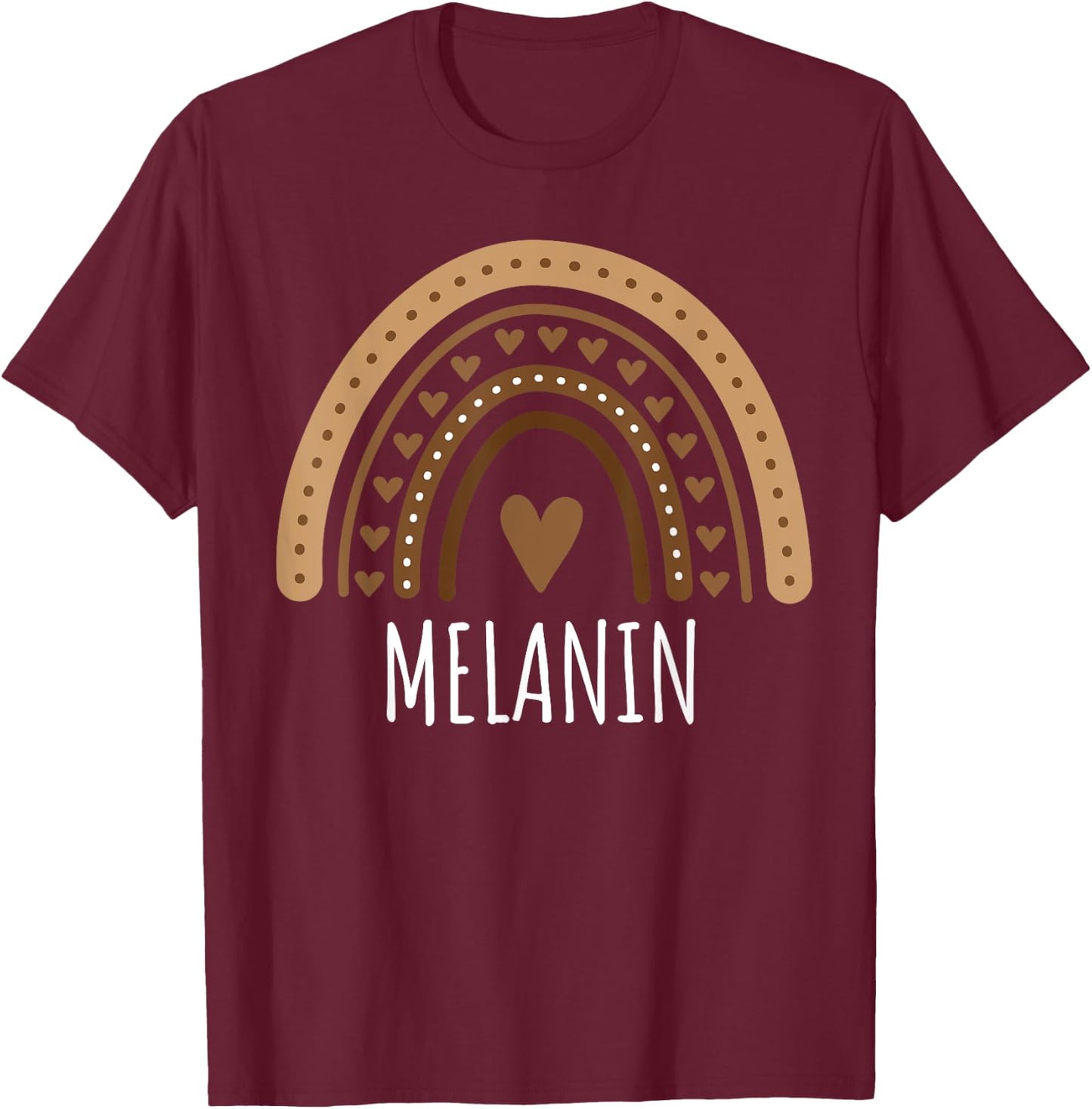 Melanin Rainbow Heart BHM girls Black History Month T-Shirt - T-Shirt | Maroon