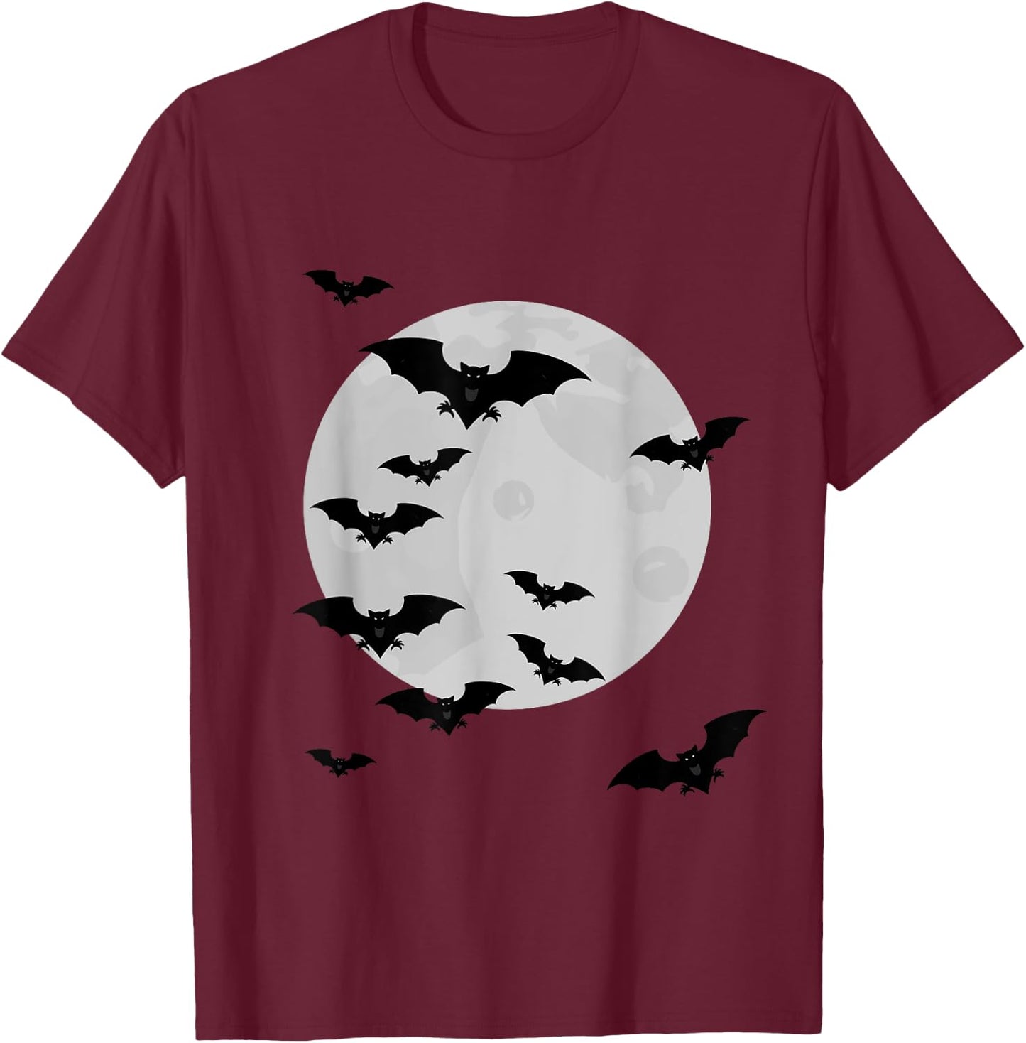 Flying Bats Moon Creepy Gothic Halloween Costume T-Shirt - T-Shirt | Maroon