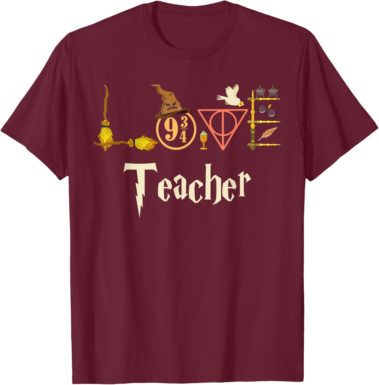 Love Teacher Wizards Back To School Halloween T-Shirt - T-Shirt | Maroon