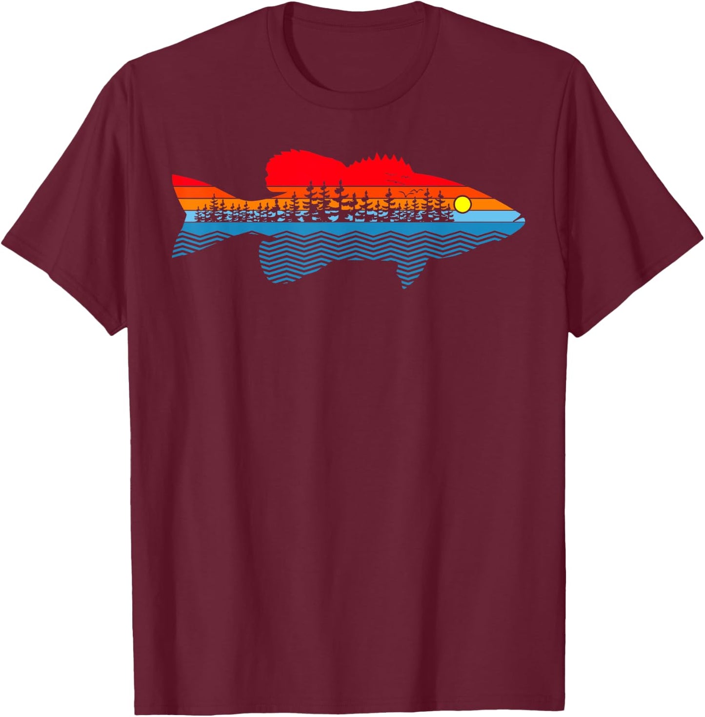 Vintage Nature Outdoor Fishing - Fisher Smallmouth Bass T-Shirt - T-Shirt | Maroon