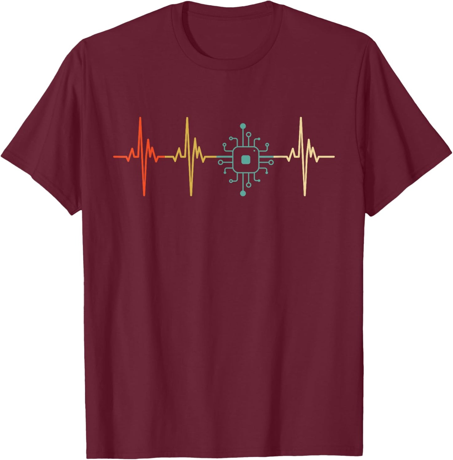 CPU Heartbeat Computer PC Master Race PC Builder IT Tech T-Shirt - T-Shirt | Maroon
