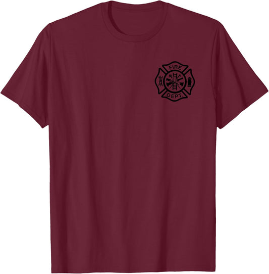 Fire Department Logo Uniform Fireman Symbol Firefighter Gear T-Shirt - T-Shirt | Maroon