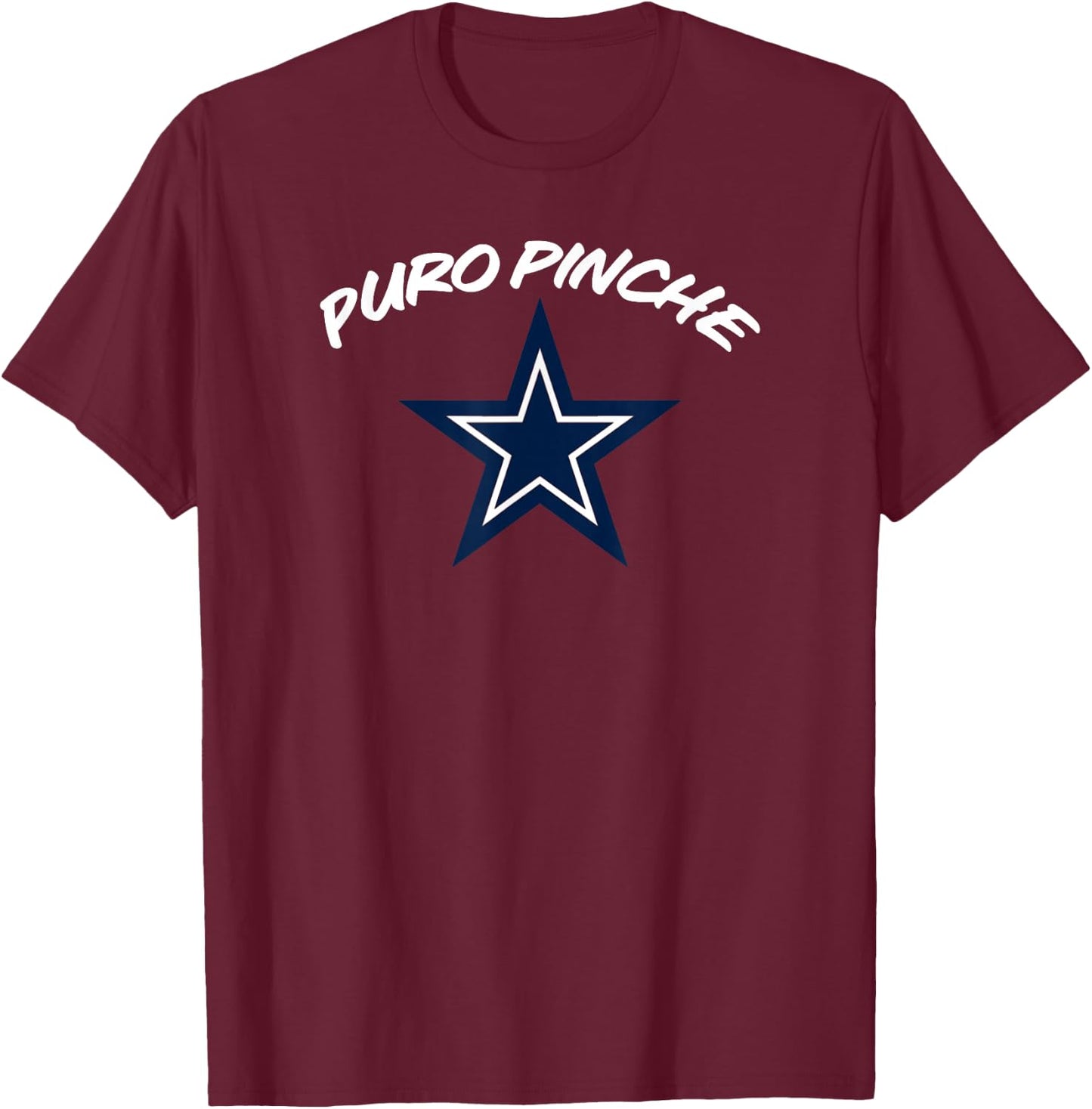 Simple “PURO PINCHE Cowboys” Graphic T-Shirt - T-Shirt | Maroon