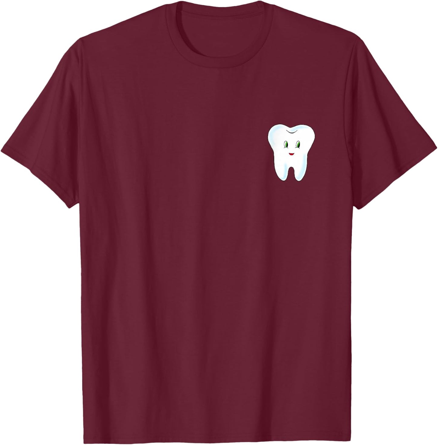 Small Tooth Cartoon T-Shirt - T-Shirt | Maroon