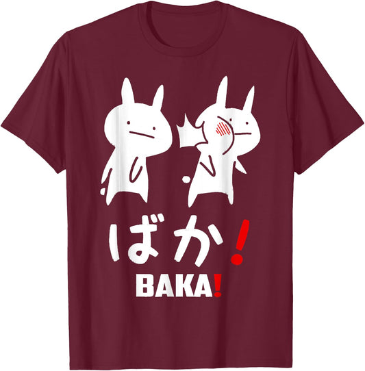 Baka Shirt Cute Anime Japanese Word Rabbit Slap Japanese T-Shirt - T-Shirt | Maroon