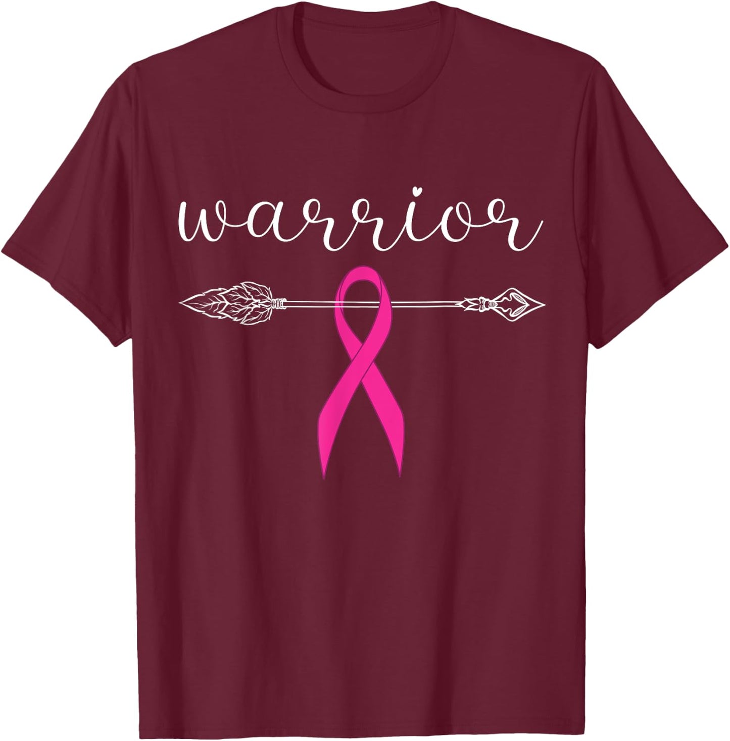 Warrior Survivor Fighter Pink Ribbon Warrior Breast Cancer T-Shirt - T-Shirt | Maroon