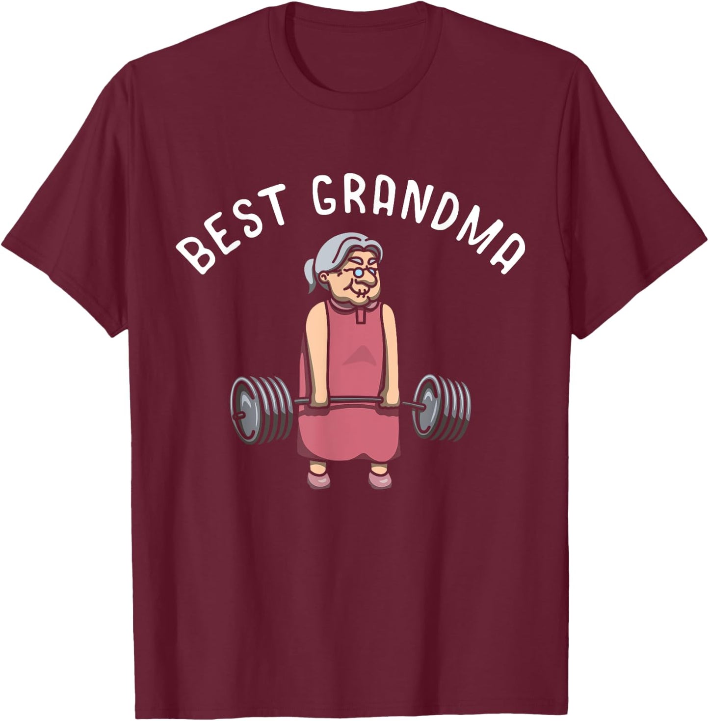 Best Grandma Weightlifter Bodybuilder Grandmother Workout T-Shirt - T-Shirt | Maroon