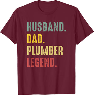 Vintage Husband Dad Plumber Legend Retro T-Shirt - T-Shirt | Maroon
