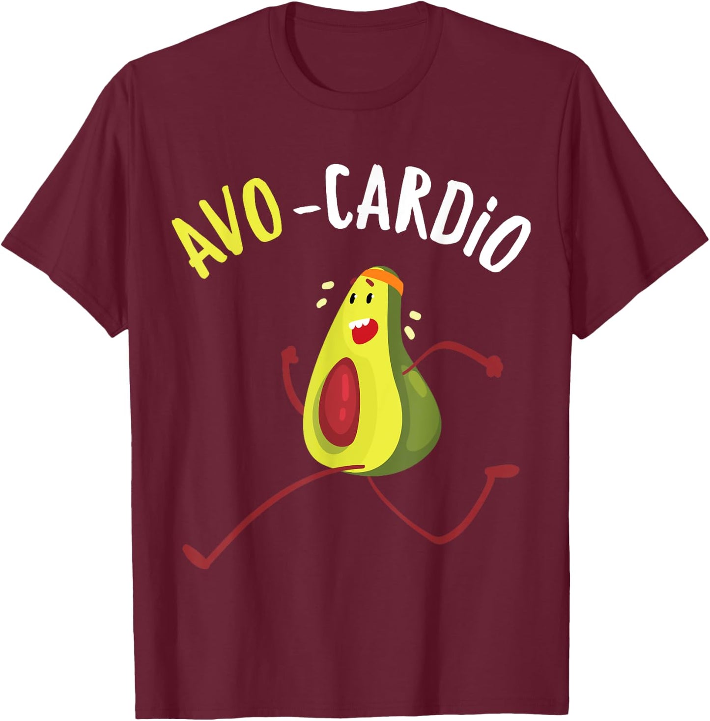 Funny Avo-Cardio Pun Workout Running Avocado T-Shirt - T-Shirt | Maroon