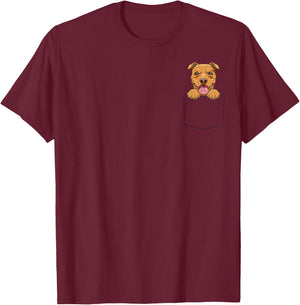 Pitbull Pocket Pitbull In Pocket Funny Pitbull Dog Peeking T-Shirt - T-Shirt | Maroon