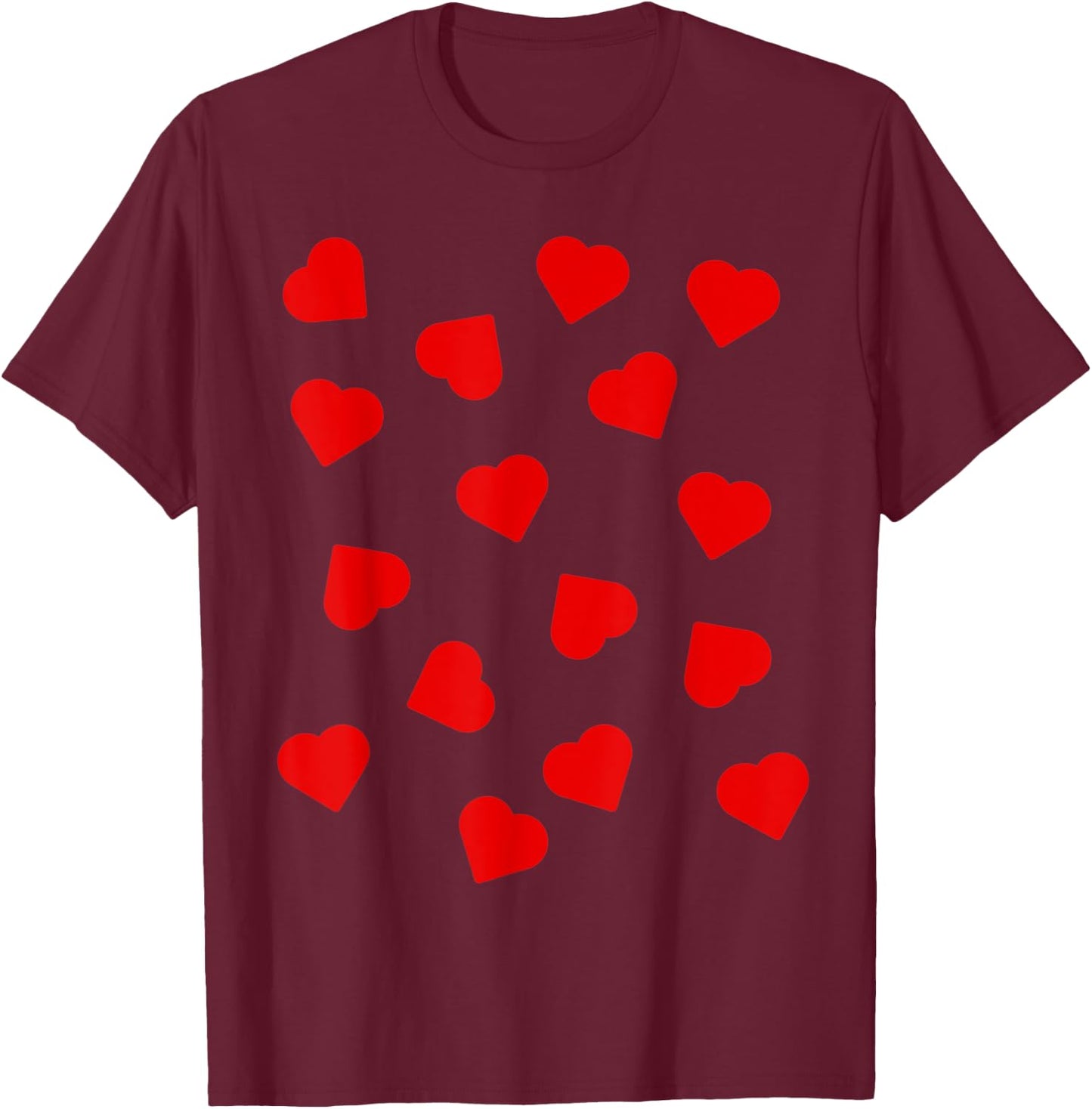 Red Love Hearts Pattern Cupid Halloween Dress Up Costume Fun T-Shirt - T-Shirt | Maroon