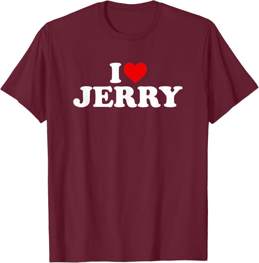 I Love Jerry - Heart T-Shirt - T-Shirt | Maroon