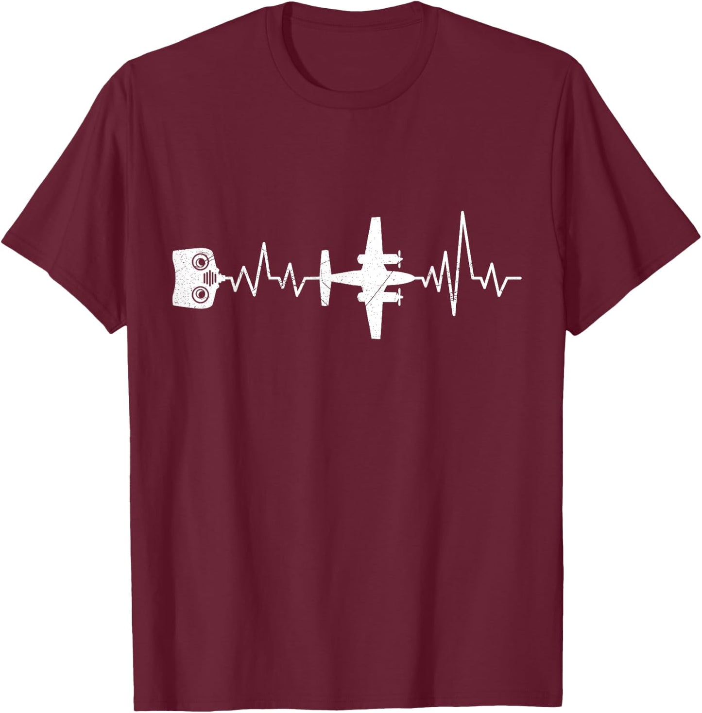 RC Aviator Heartbeat RC Aeroplane Pilot Model Plane T-Shirt - T-Shirt | Maroon