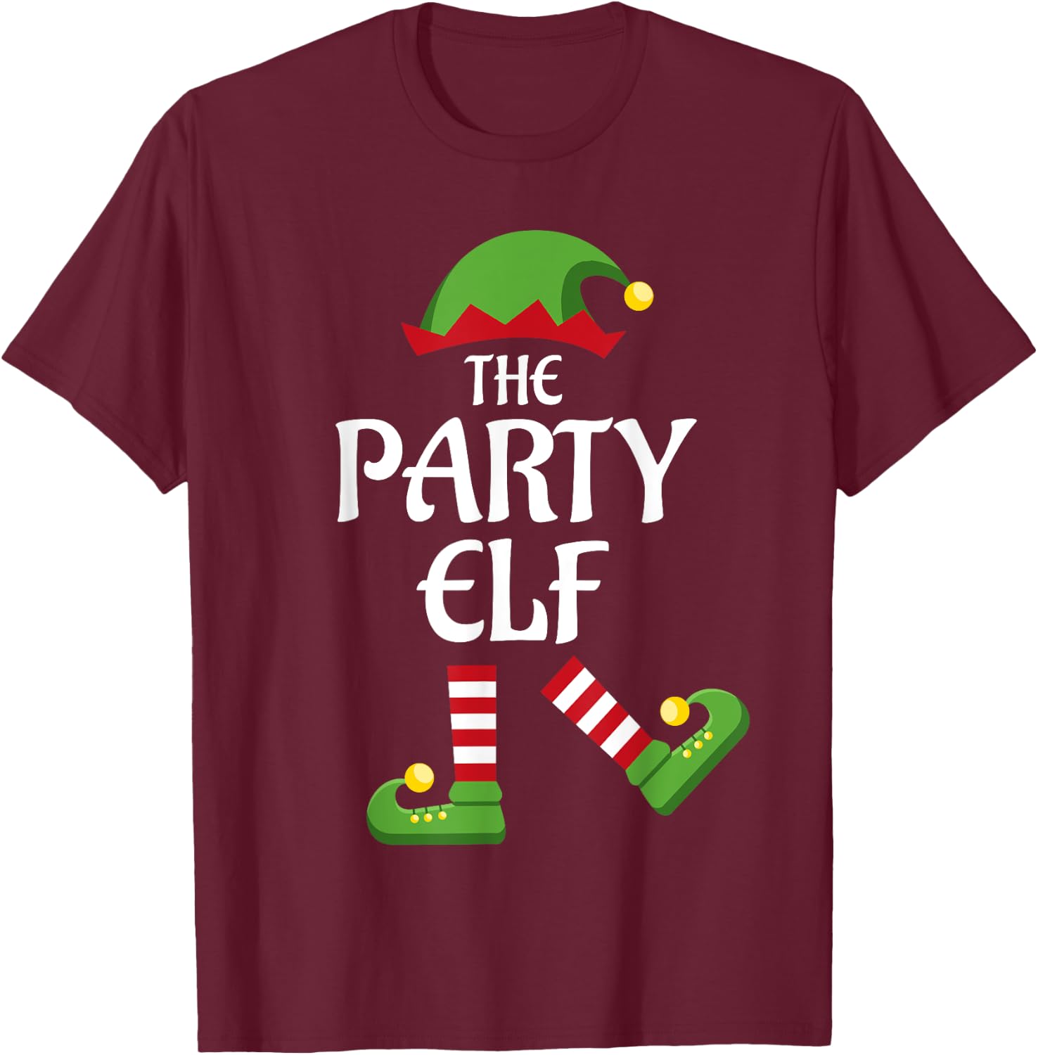 Party Elf Family Matching Group Christmas Dancing T-Shirt - T-Shirt | Maroon