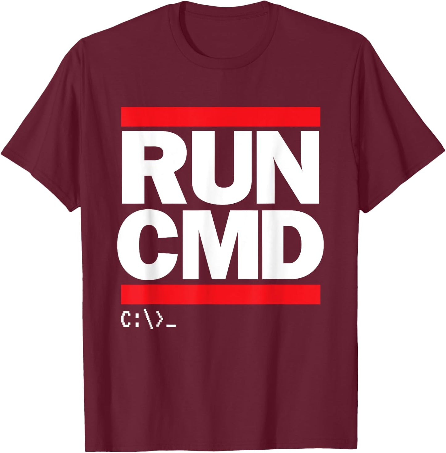 RUN CMD Funny Programmer T-Shirt - T-Shirt | Maroon