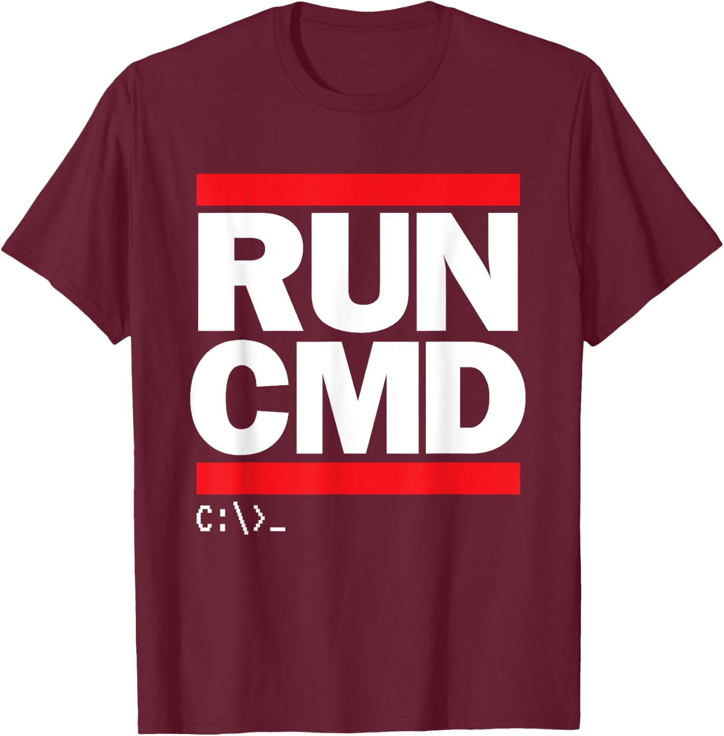 RUN CMD Funny Programmer T-Shirt - T-Shirt | Maroon