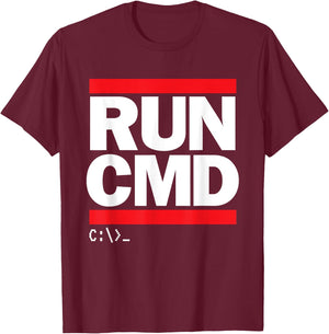 RUN CMD Funny Programmer T-Shirt - T-Shirt | Maroon