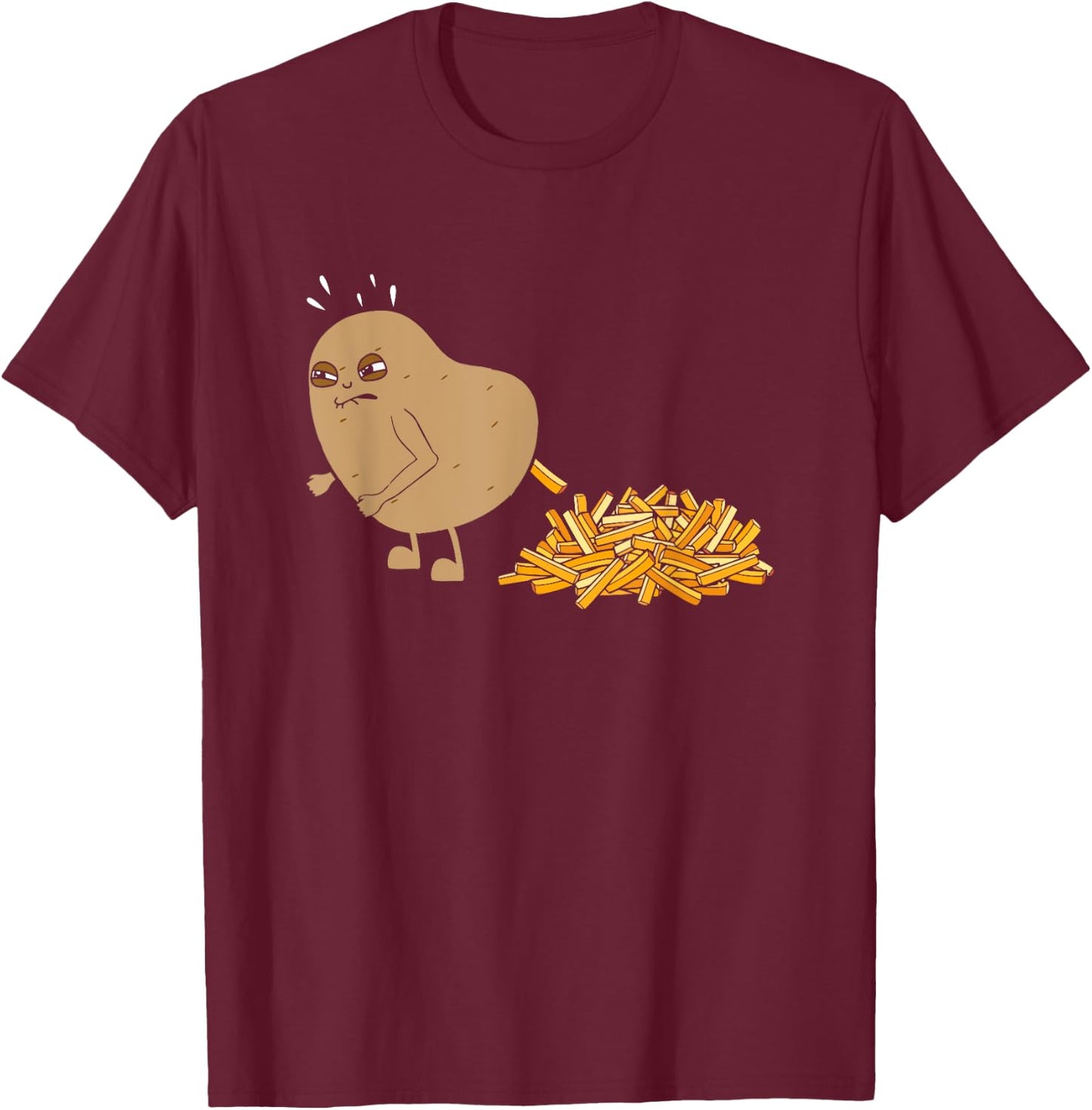 Potato Pooping Fries Funny French Fries Potato Lover T-Shirt - T-Shirt | Maroon