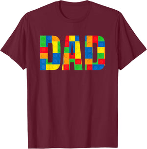 Cool Dad Brick Master Builder Funny Building Blocks Dad T-Shirt - T-Shirt | Maroon