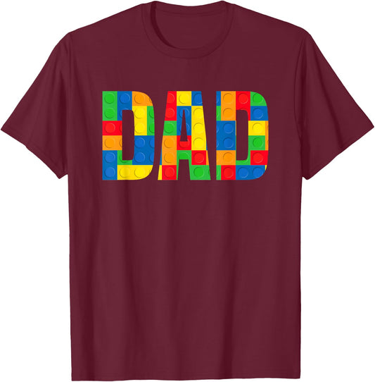 Cool Dad Brick Master Builder Funny Building Blocks Dad T-Shirt - T-Shirt | Maroon
