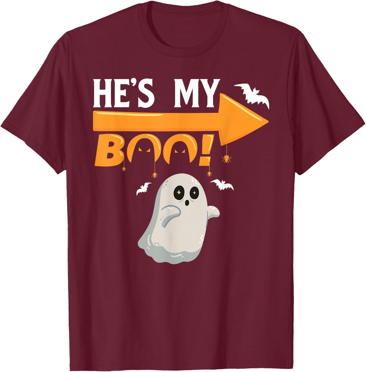 He's My Boo Cute Funny Matching Couple Halloween Costumes T-Shirt - T-Shirt | Maroon