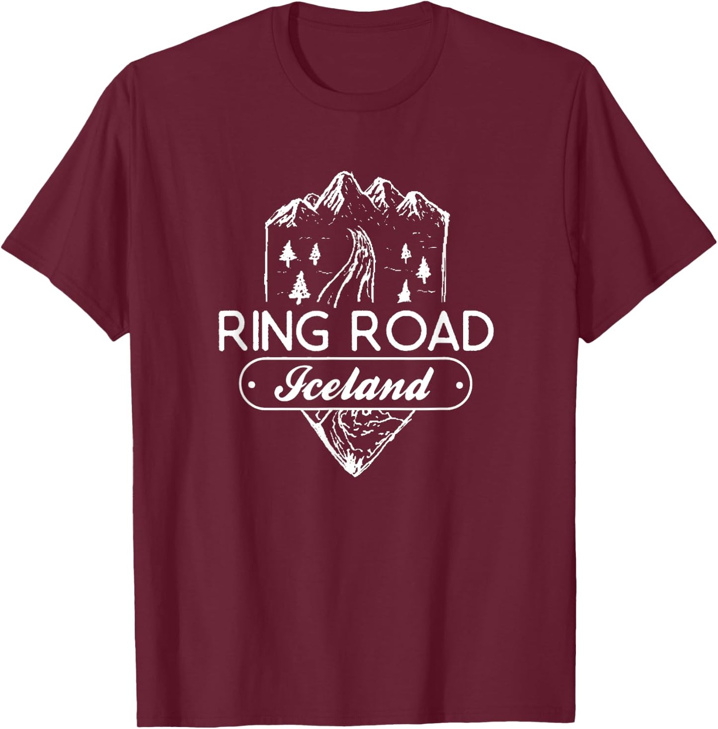 Vintage Ring Road Iceland Shirt T-Shirt - T-Shirt | Maroon
