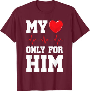 My Heart Beats Only Valentines Couples Matching T-Shirt - T-Shirt | Maroon