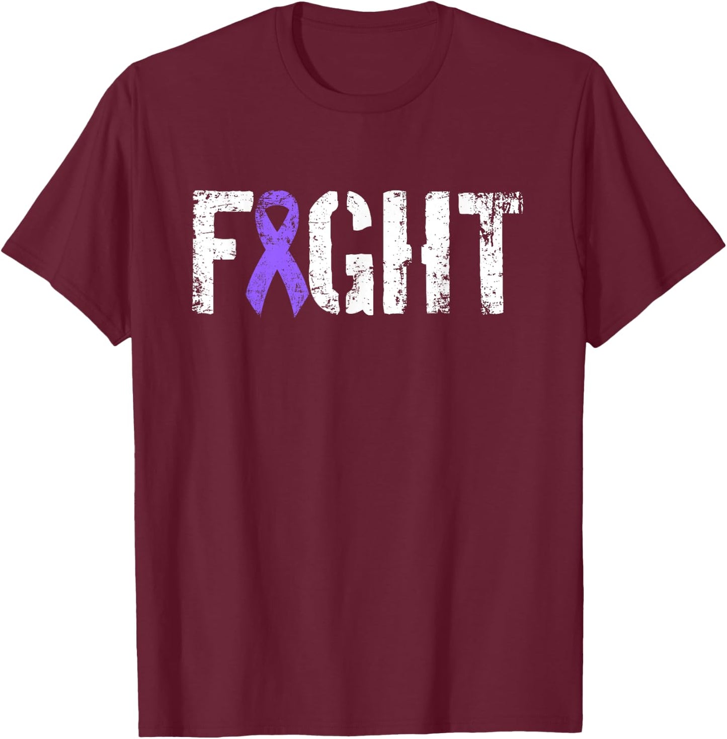 Fight Hodgkins Lymphoma Cancer - Military Purple Ribbon T-Shirt - T-Shirt | Maroon