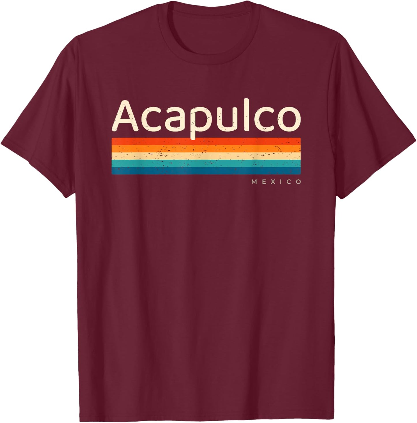 Acapulco Mexico Retro Design T-Shirt - T-Shirt | Maroon