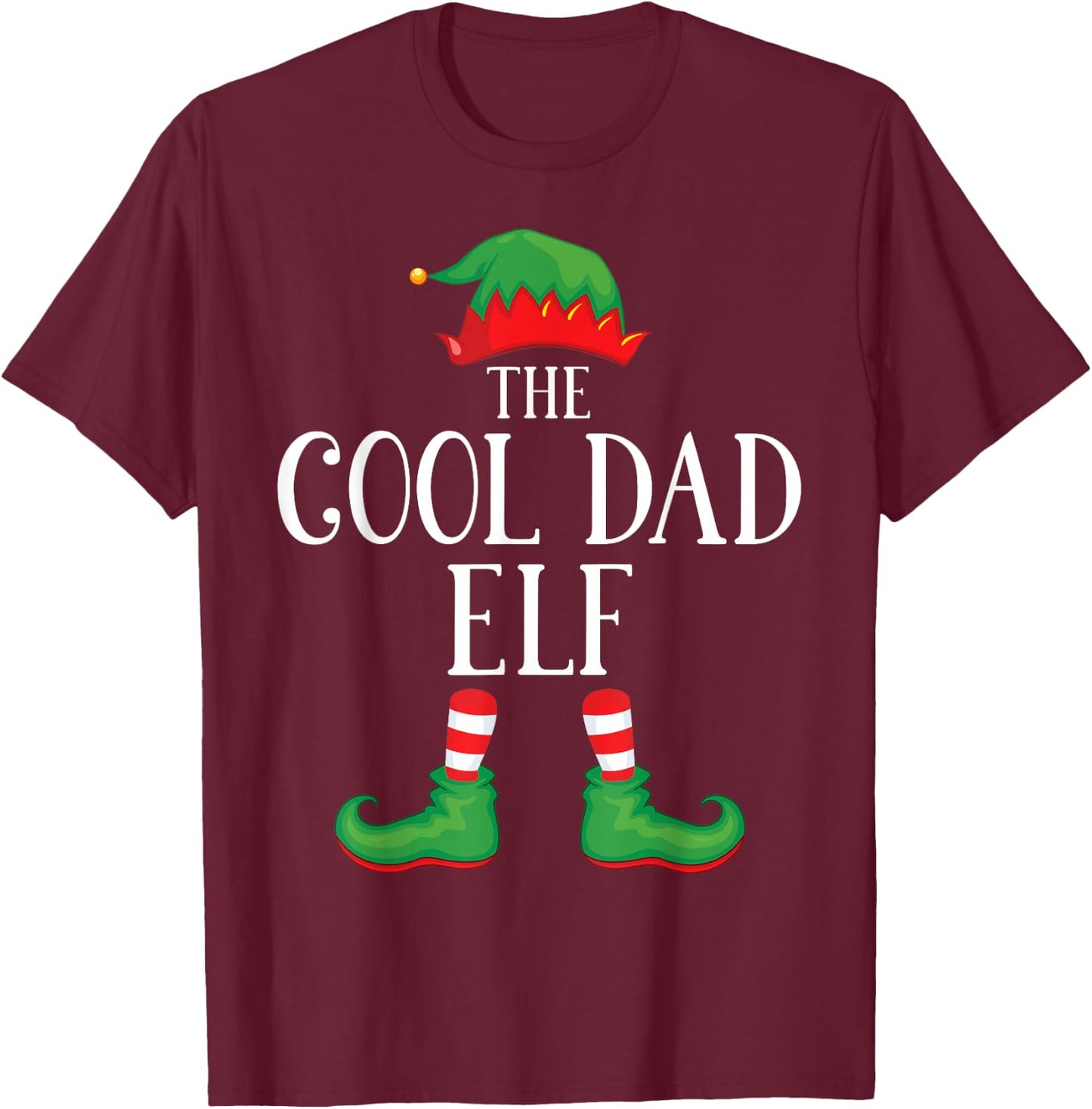 Cool Dad Elf Matching Group Xmas Funny Family Christmas T-Shirt - T-Shirt | Maroon