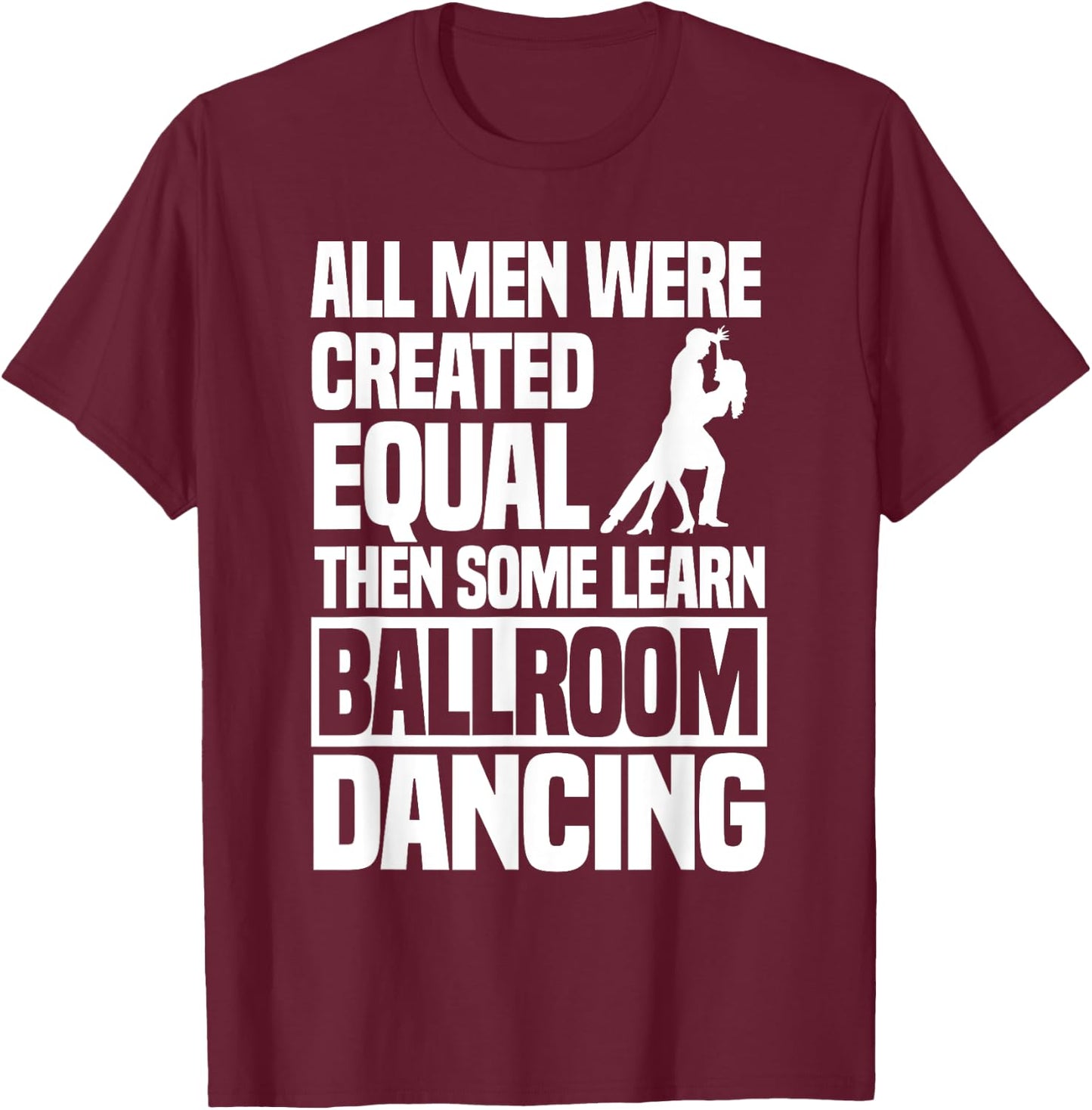 Ballroom Dancing Dancer Apparel -Adults Black Short Sleeve Small Classic Fit Modern Lace Embellishment Dance T-Shirt - T-Shirt | Maroon