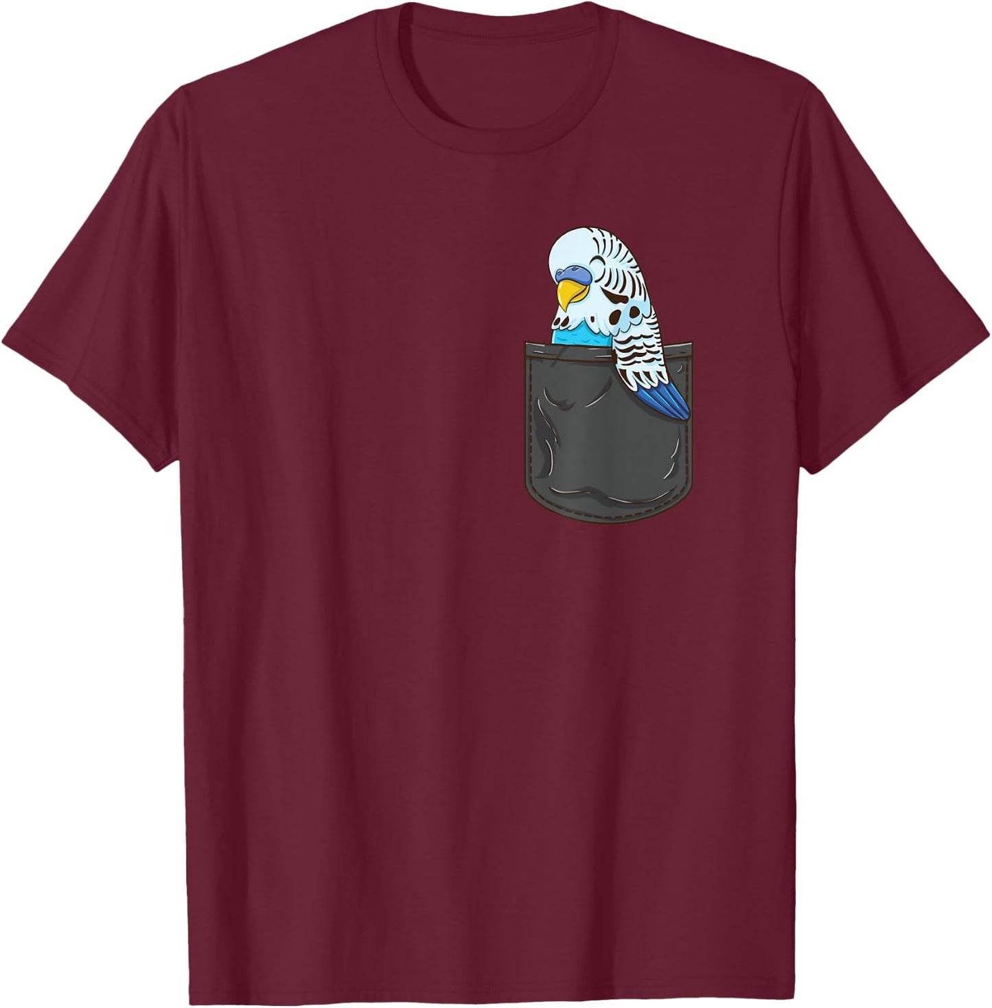 Budgie In Pocket Parakeet T-Shirt - T-Shirt | Maroon
