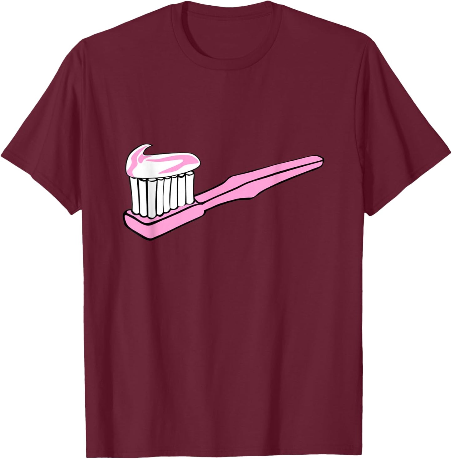 Pink Toothbrush & Toothpaste Dentist Hygienist Dental T-Shirt - T-Shirt | Maroon