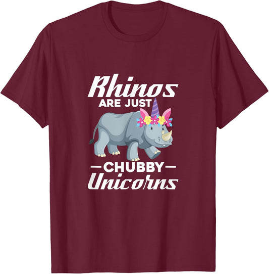 Rhinos Are Just Chubby Unicorns Rhinoceros Rhino Unicorn T-Shirt - T-Shirt | Maroon
