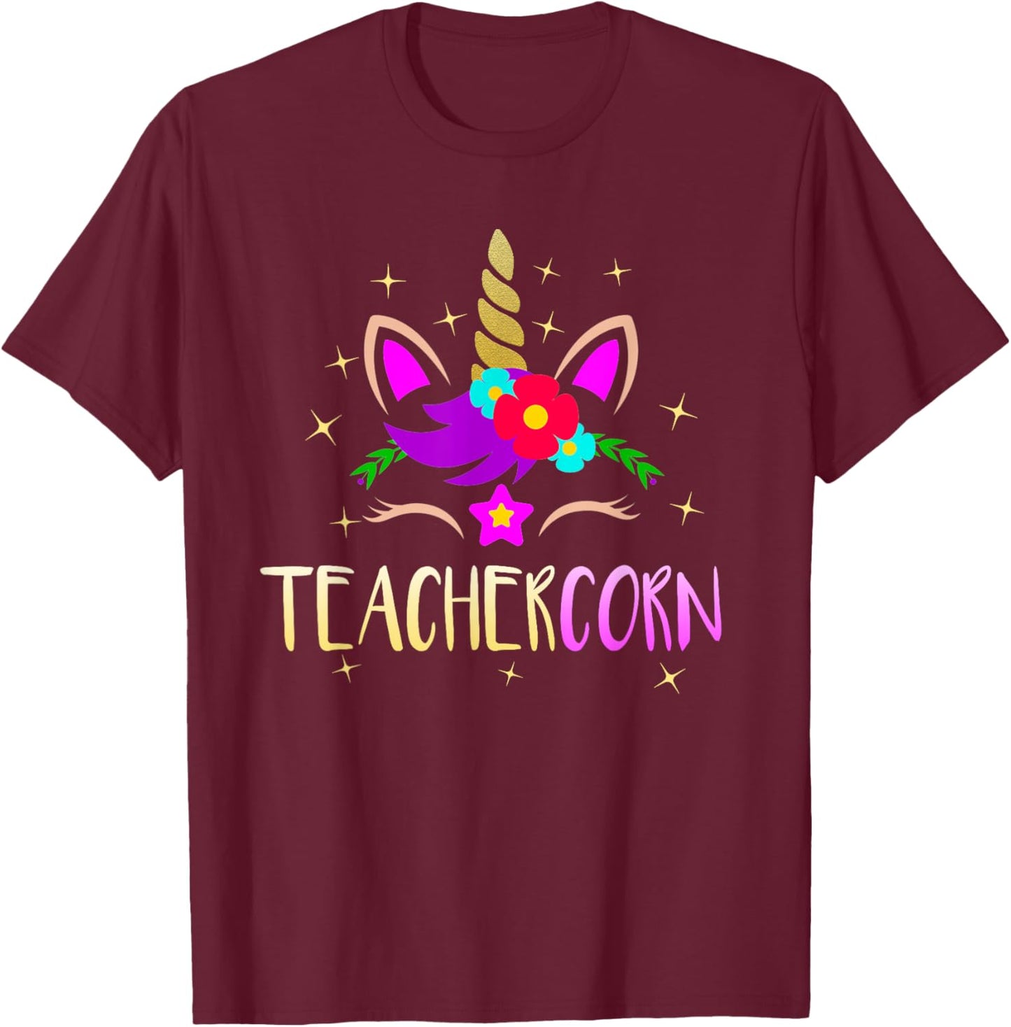 Teachercorn Funny Unicorn Teacher Gift T-Shirt - T-Shirt | Maroon